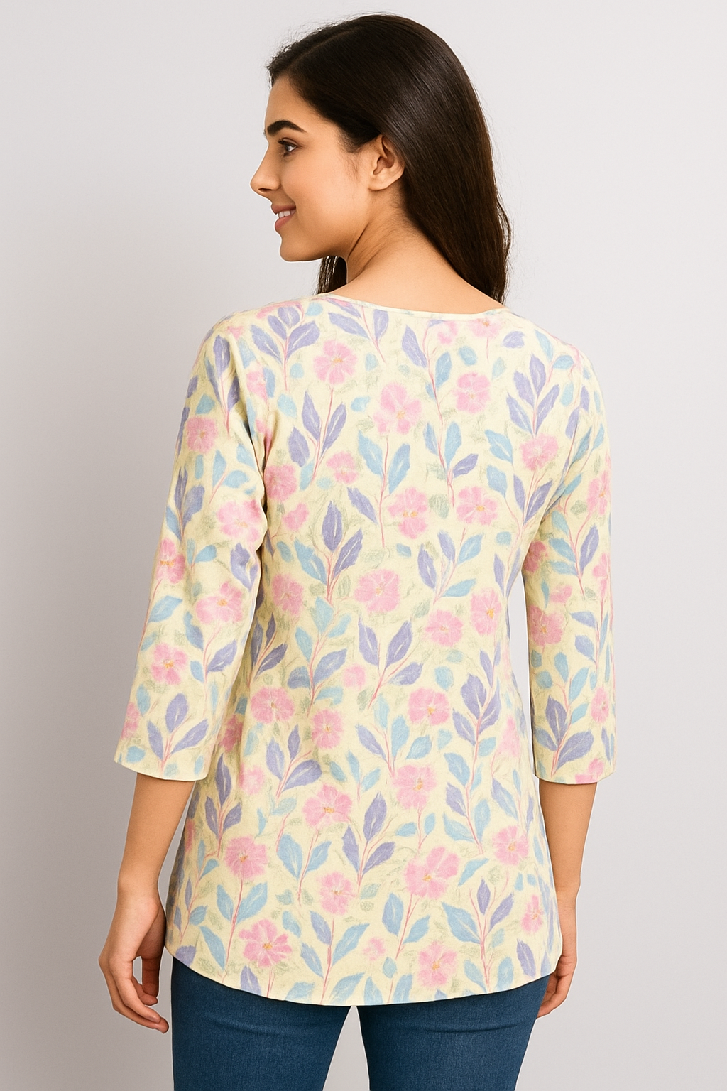 Floral Printed Casual Kurti Top for Girl