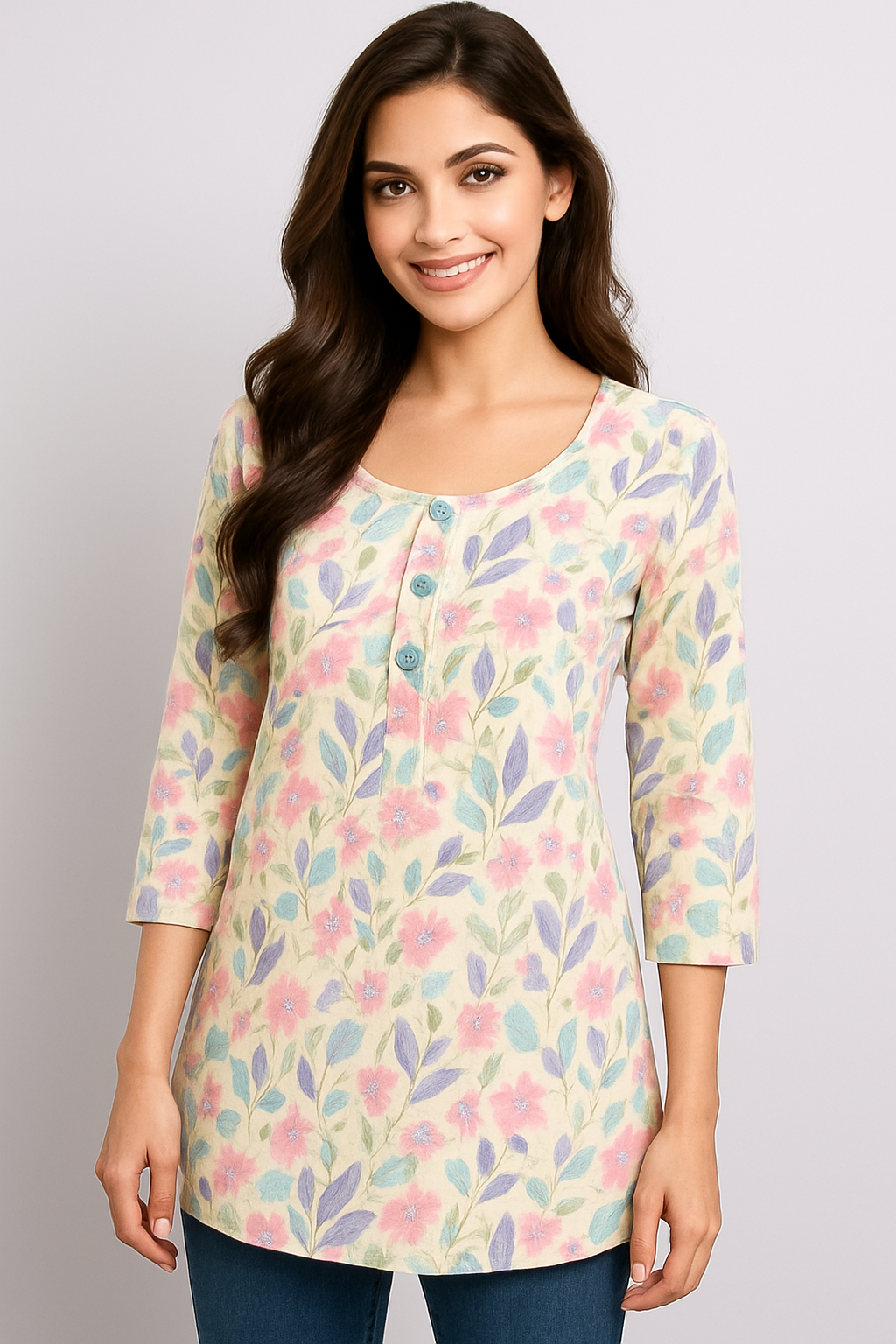 Floral Printed Casual Kurti Top for Girl
