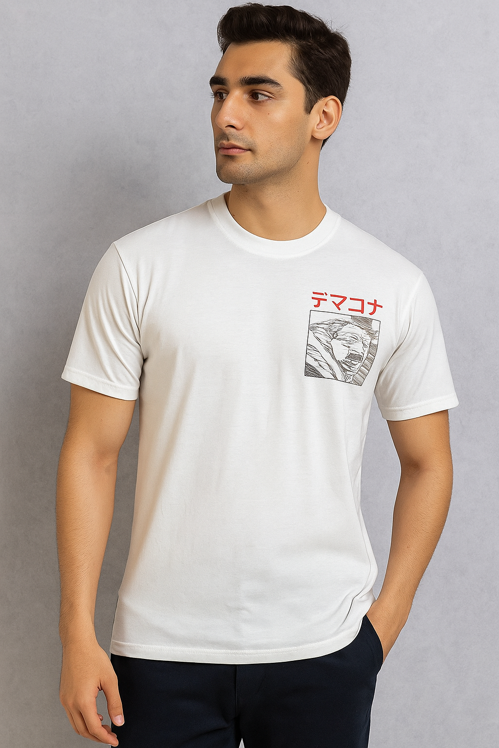 Stylish Young Man in Casual Half-Sleeve T-Shirt Look