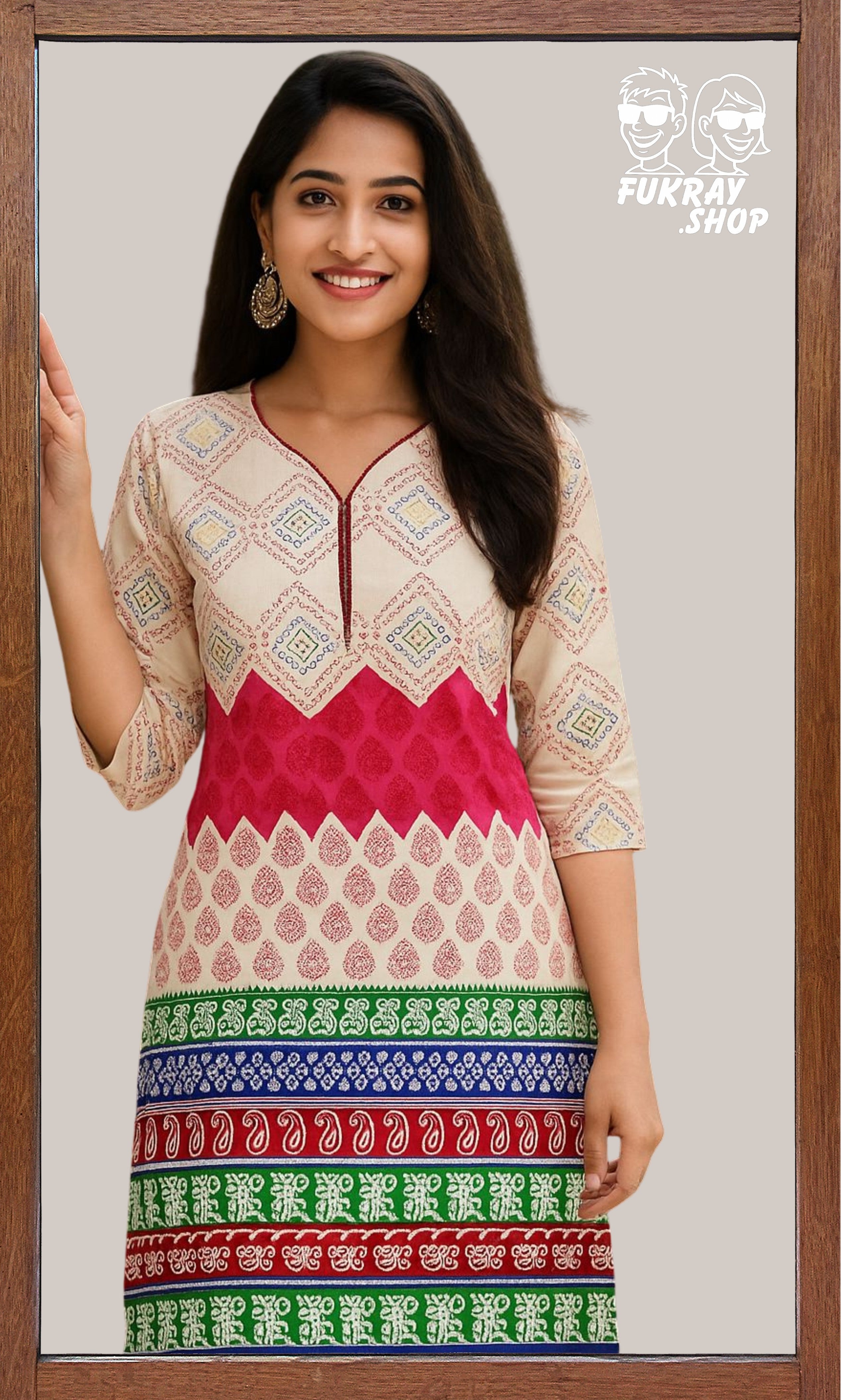 Trendy Cotton Kurti with Ethnic Prints