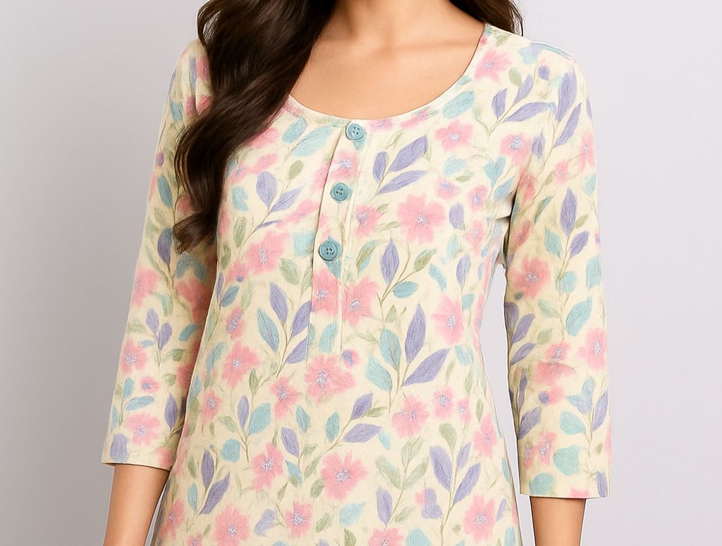 Floral Printed Casual Kurti Top for Girl