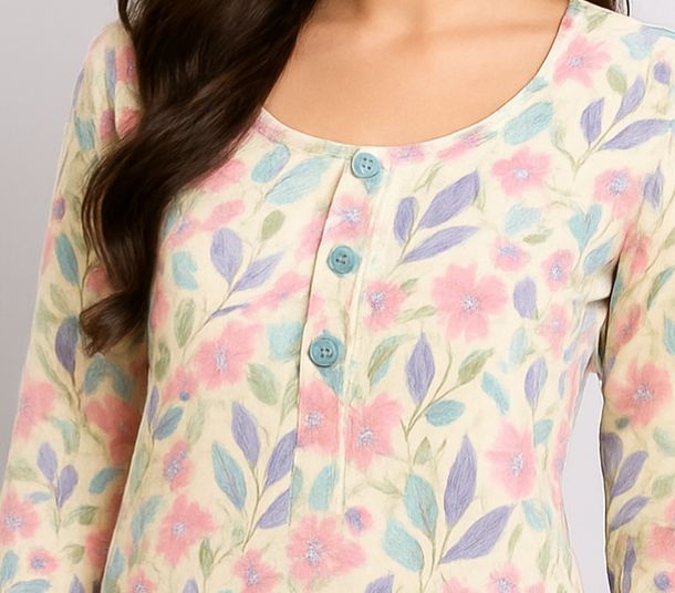 Floral Printed Casual Kurti Top for Girl