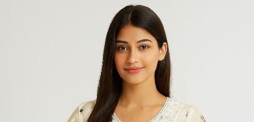 Graceful Cream Kurti with Dori Neck Design