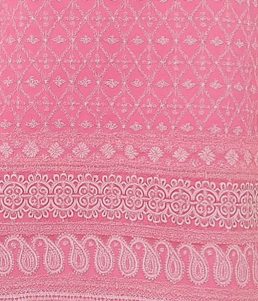 Pink Cotton Kurti with White Embroidery