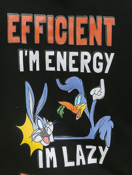 Black Crop T-Shirt with Bugs Bunny “I’m Not Lazy, I’m Energy Efficient” Print (Copy)