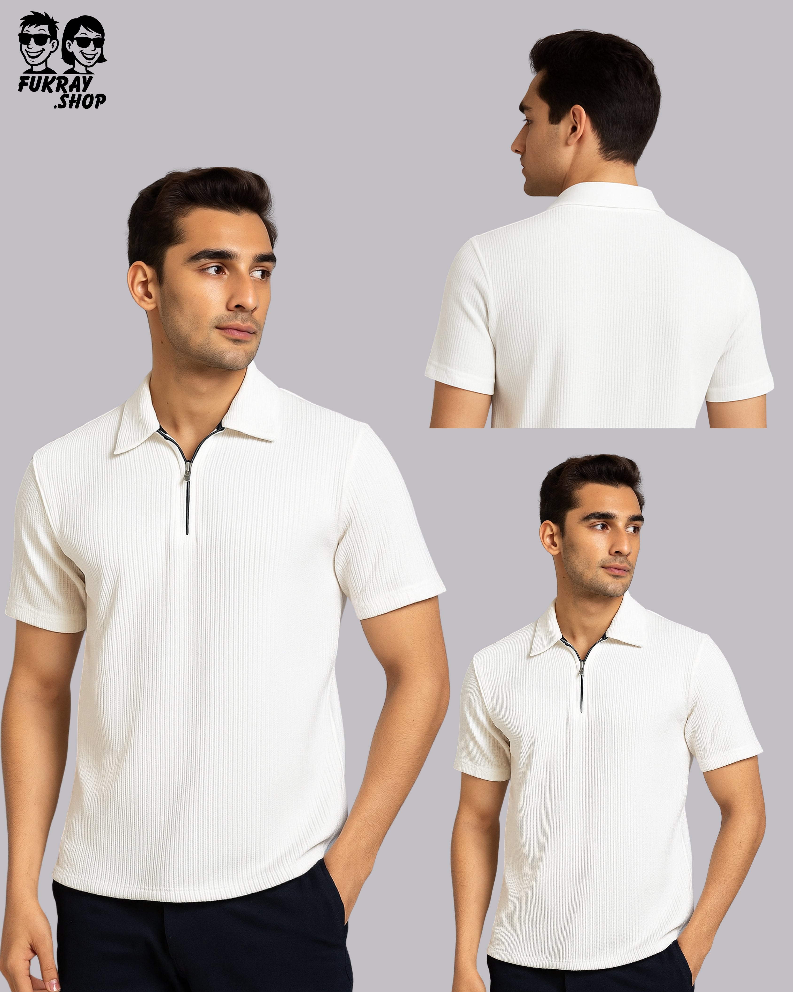 Classic White Zip Polo – Minimal Style, Maximum Impact