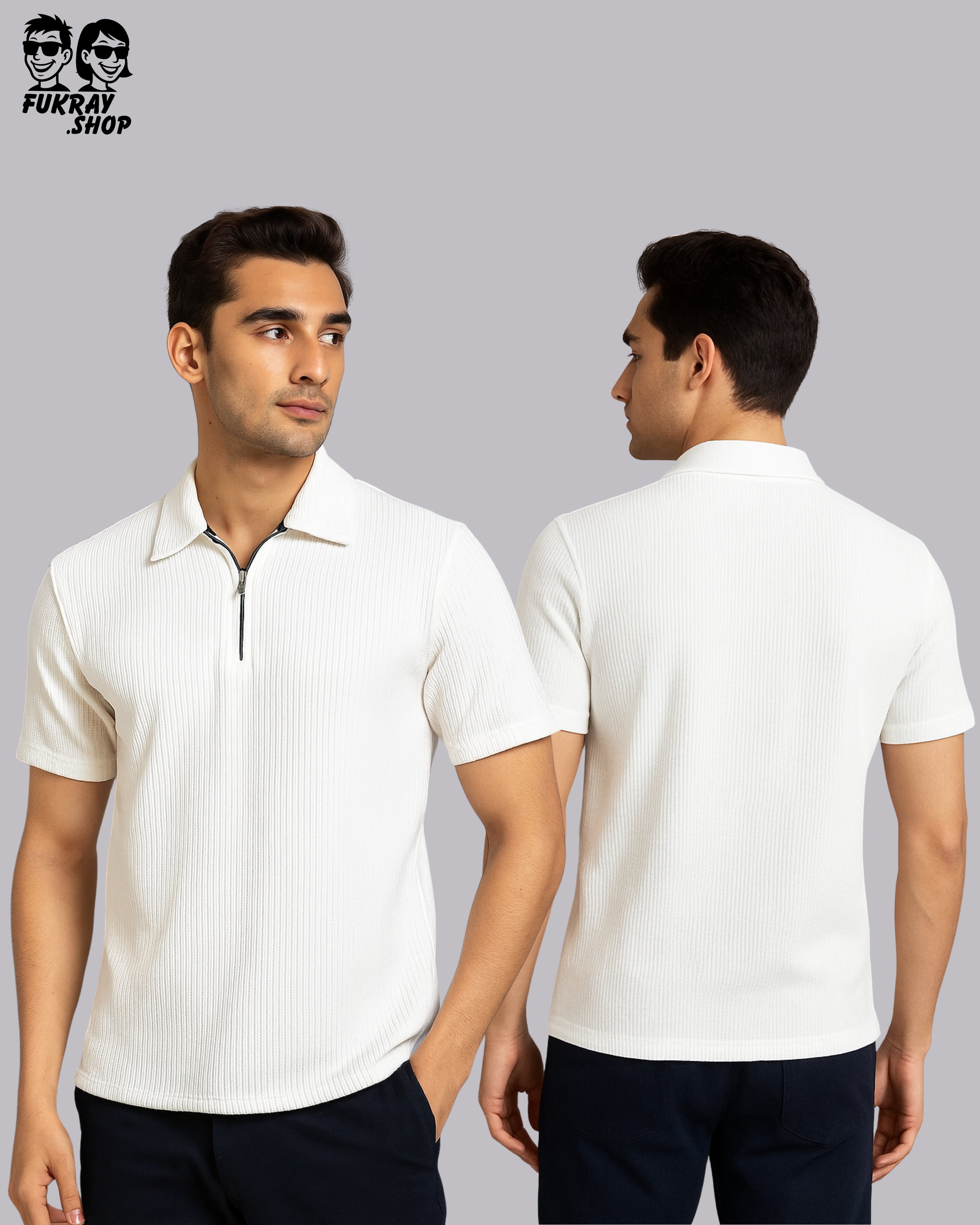 Classic White Zip Polo – Minimal Style, Maximum Impact